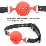 RYOZOCH Silicone Breathable Ball Gag for Adult Bondage Restraints Sex Play (Red+Black, 1.9in Ball)