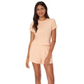 Hanes Womens Originals 2-Piece Lounge, Supersoft Cropped Baby Doll Tee & Sleep Shorts Loungewear Set, Mellow Peach/Mellow Peach