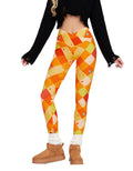 sissycos Women s Halloween Crossover Leggings High Waisted Buttery Soft Printed Tights (Fun Yellow Plaid, Medium)