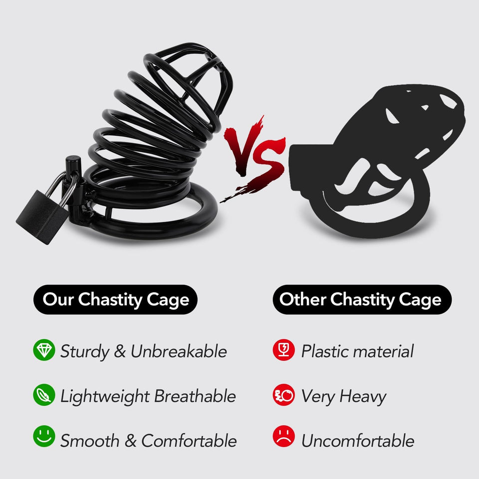 Male Cock Cage Chastity Device - Chastity Cage with 4 Active Rings Adult Sex Toy for Men Penis Exercise | Key and Lock Included