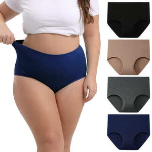 INNERSY Womens Plus Size XL-6XL Cotton Underwear High Waisted Briefs Panties 4-Pack(Midnight Sands,XX-Large)