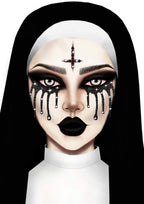 Possessed Adhesive Face Jewels - O/S / Black/Red