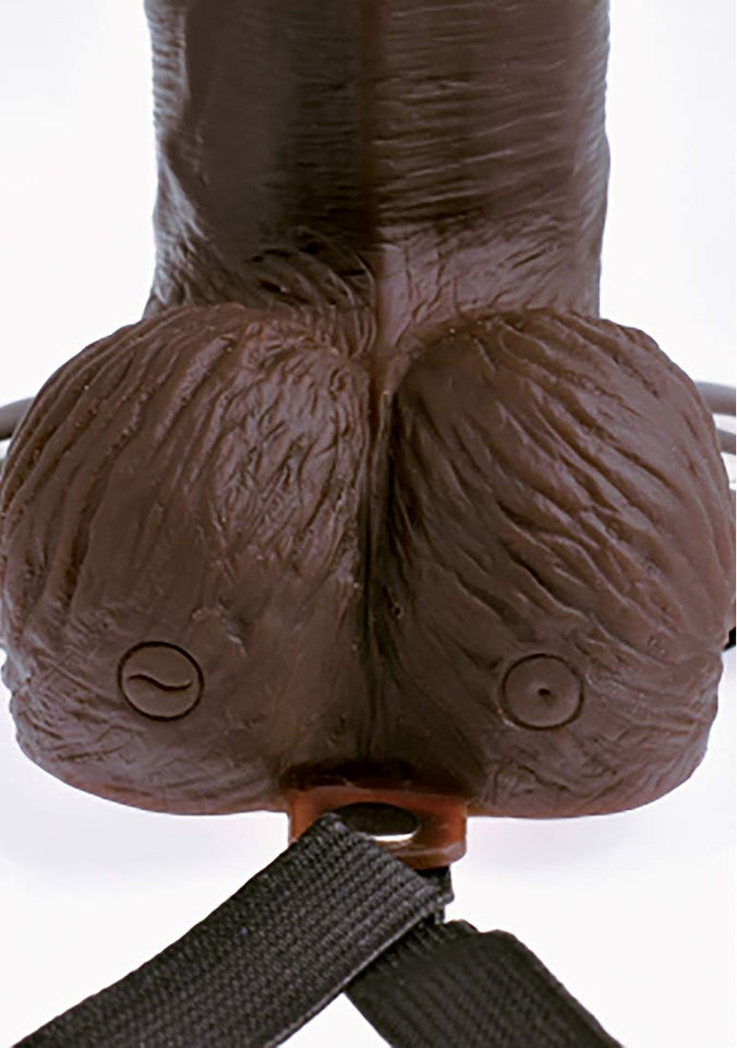 Fetish Fantasy 8 In Hollow Rechargeable Strap-On Remote Brown