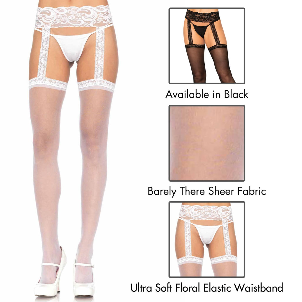 Sheer Thi-Hi W/Lace Garter Bel