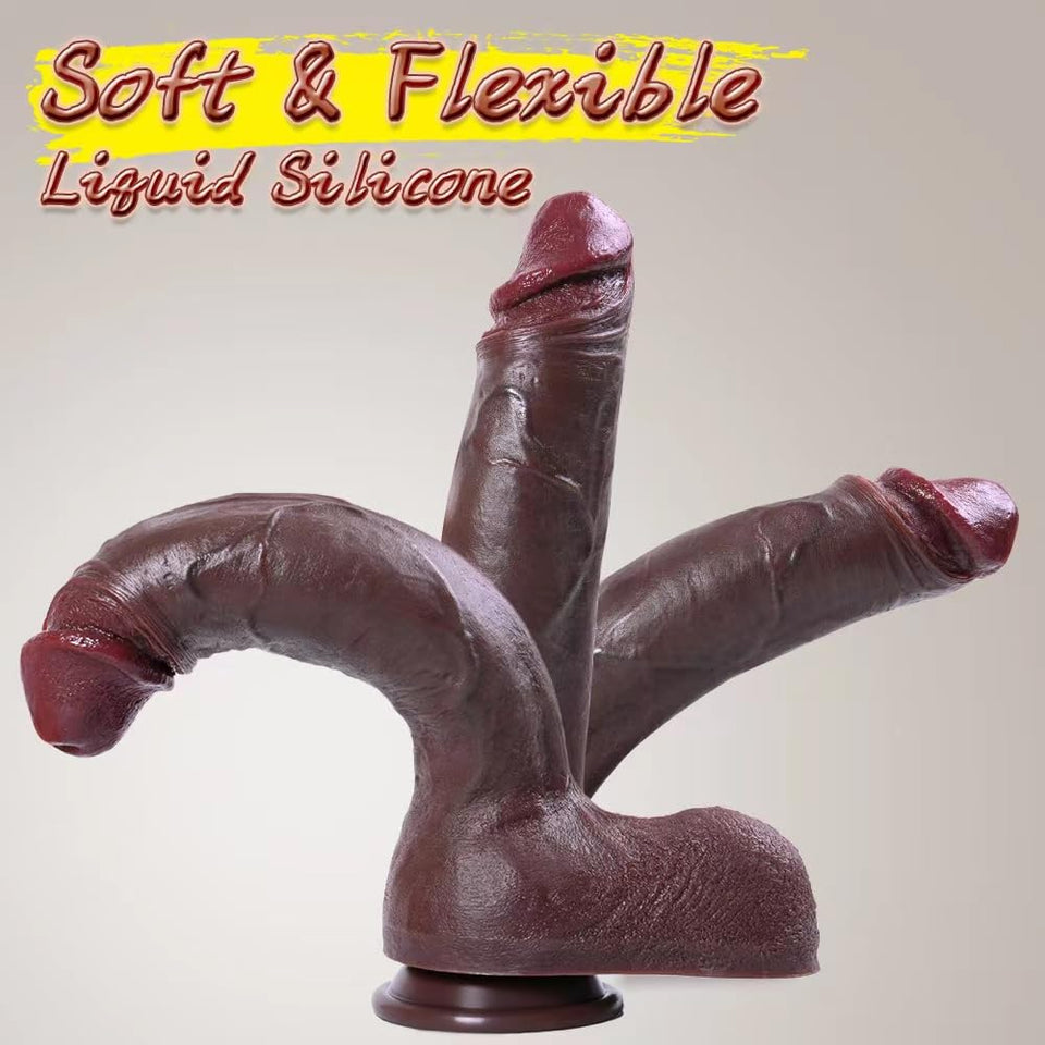 Realistic Brown Dildo Feels Like Skin, 8.66in Silicone Dildo with Strong Suction Cup, Gay Dildo, Anal Dildo Sex Toys for Couples