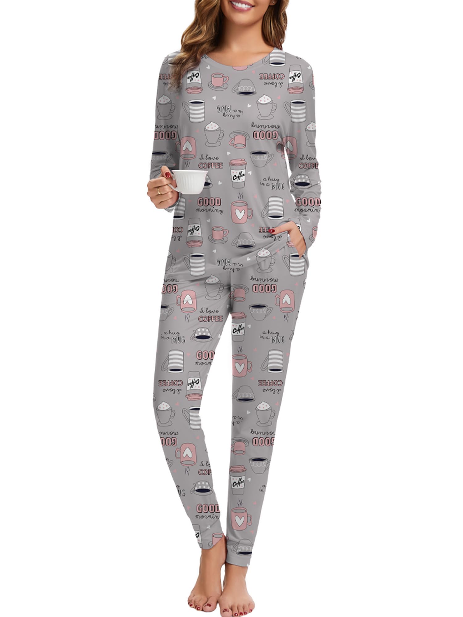 YGDHST Womens Pajama Sets 2 Piece Lounge Sets Long Sleeve Soft Jogger Pajama set for Women Lounging Outfits Leisure Wear Set XXL