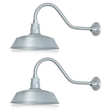 14In. Galvanized Finish Outdoor Gooseneck Barn Light Fixture With 22In. Long Extension Arm - Wall Sconce Farmhouse, Antique Styl