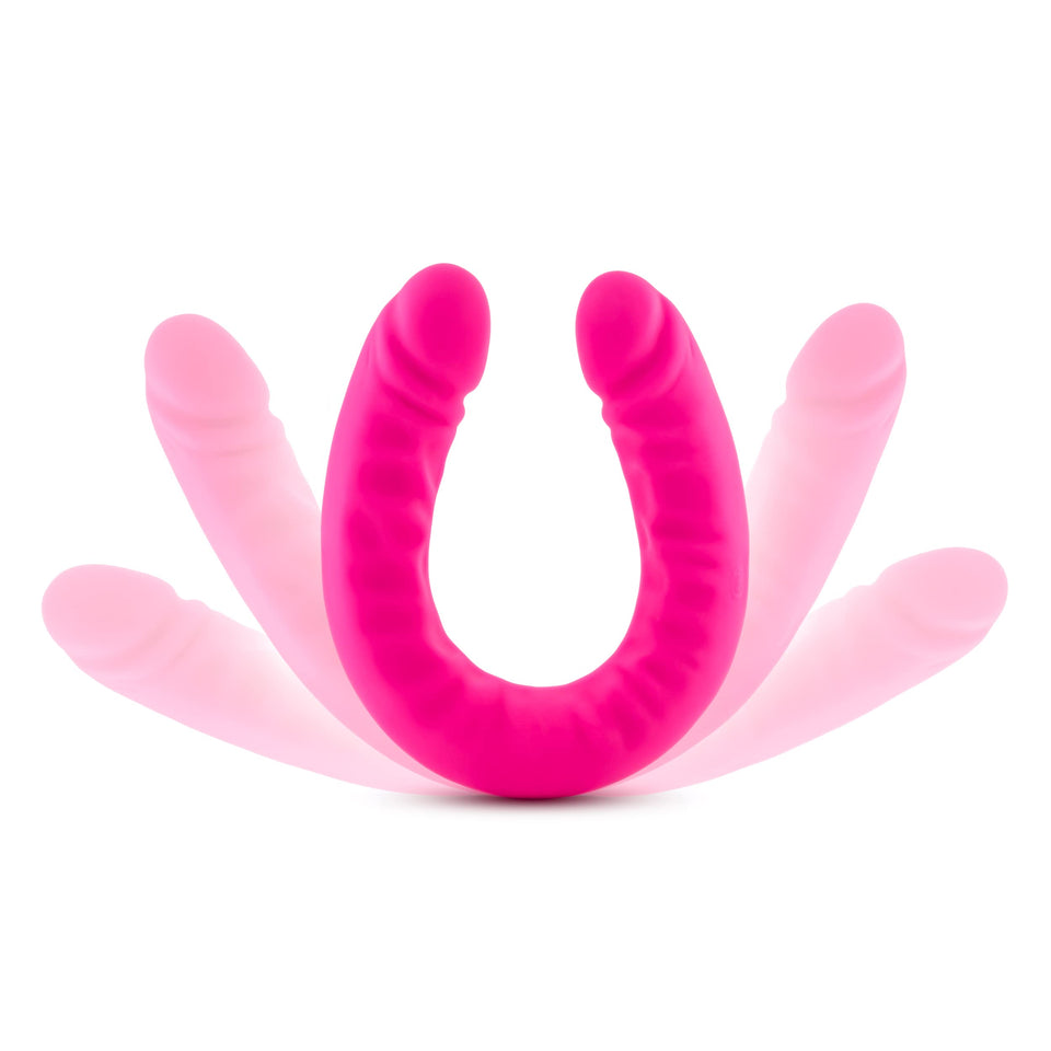 Blush Ruse - Double Ended Curved Dildo - 18''- Ultrasilk Puria Silicone For Satiny Feel - Pleasure For Couples