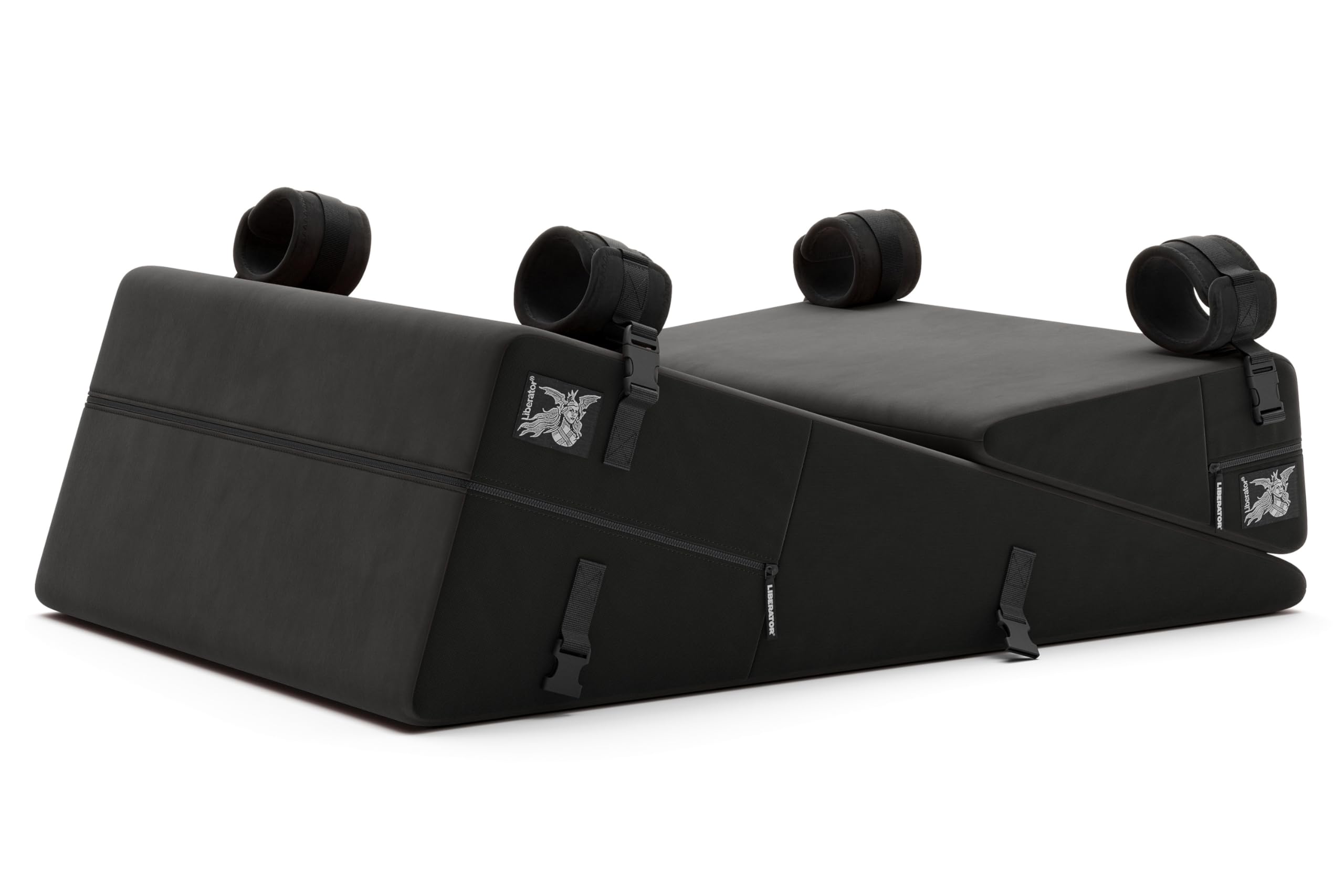 Liberator Black Label Wedge/Ramp Combo with Cuff Kit for BDSM and Bondage Play, Black Microfiber, 24 inch