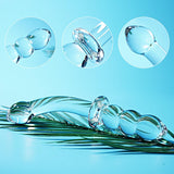 Small Crystal Glass Thin Curved Pleasure Cute Double-Ended Anal Plug Beads Dildo, Beginner Massager Anal Sex Toy Men and Women M
