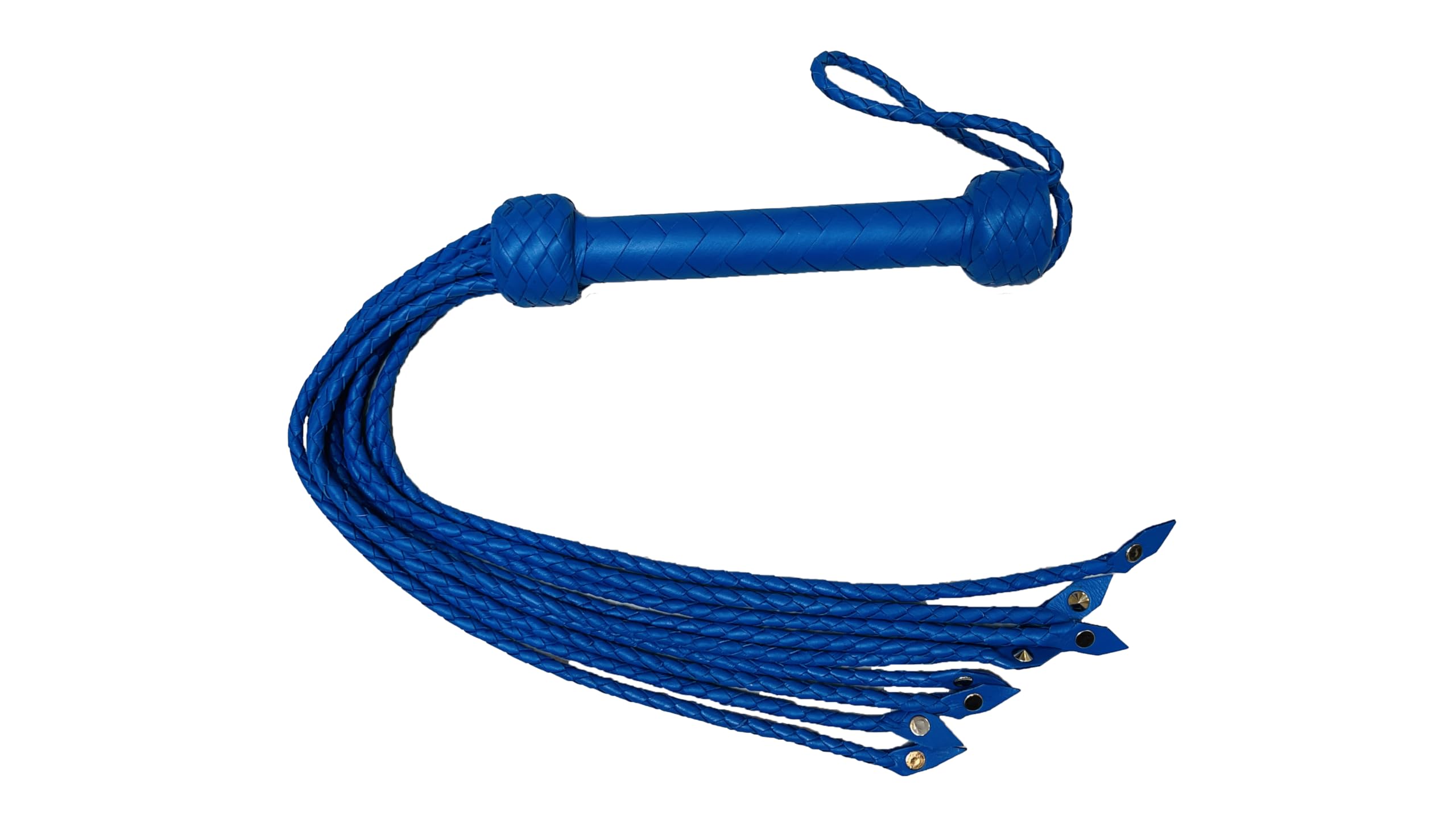 Generic Flogger Cat O Nine Braided 9 Tails Heavy Steel Studs Real Genuine Cow Hide Leather Floggers Valentine Day (Blue)