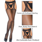 Leg Avenue Spandex sheer scalloped suspen Black Color