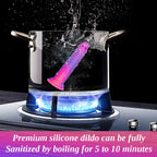 5 Inch Ultra Small Realistic Fantasy Dildo with Suction Cup, 4Mini Cute Purple Pink Silicone Dildo for Women Lesbians, Short Sli