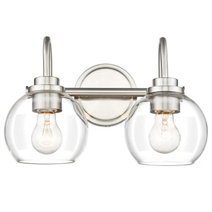 Audickic 2-Light Bathroom Vanity Light, Brushed Nickel Vanity Light With Clear Glass Shade, Farmhouse Bathroom Vanity Light Over