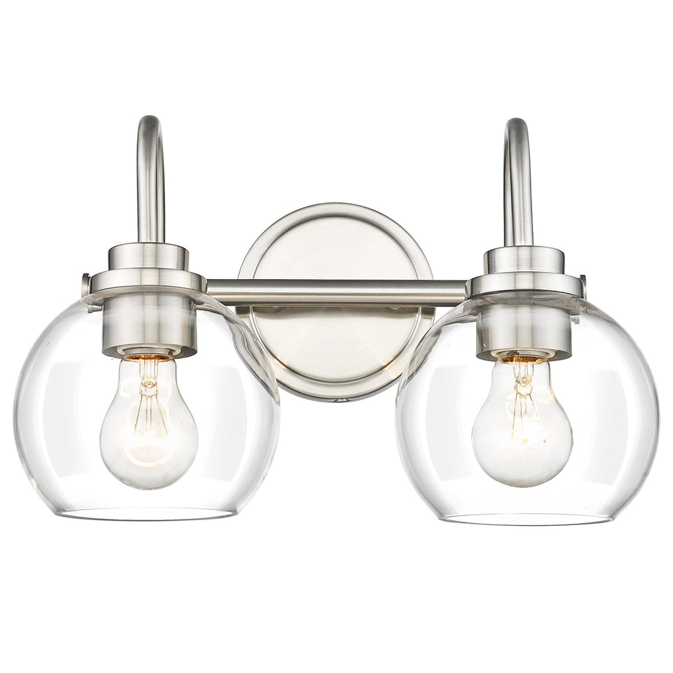 Audickic 2-Light Bathroom Vanity Light, Brushed Nickel Vanity Light With Clear Glass Shade, Farmhouse Bathroom Vanity Light Over