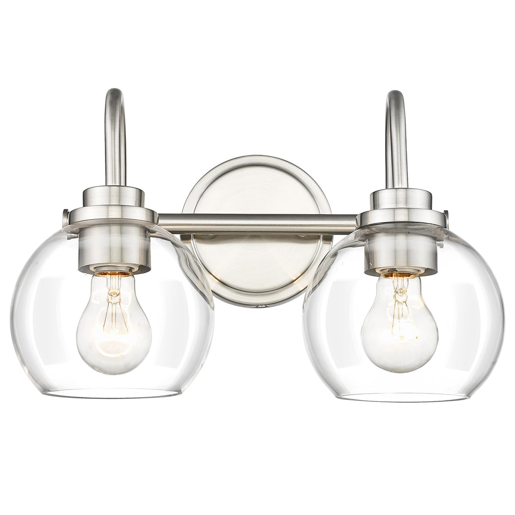 Audickic 2-Light Bathroom Vanity Light, Brushed Nickel Vanity Light With Clear Glass Shade, Farmhouse Bathroom Vanity Light Over