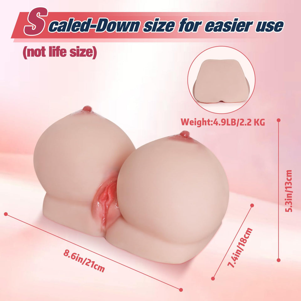 Sex Doll for Men 4.9LB with Big Plump Breast Vaginal, 2 in 1 Men Sex Toys Adult Toys Realistic Perky Tight Chest, Male Masturbat