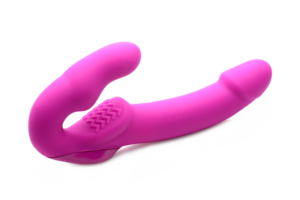 Strap U Evoke Rechargeable Vibrating Silicone Strapless Strap On, Pink