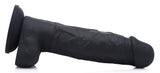 Strap U Power Pecker 7&quot; Silicone Dildo With Balls - Black,1 Count, 123312