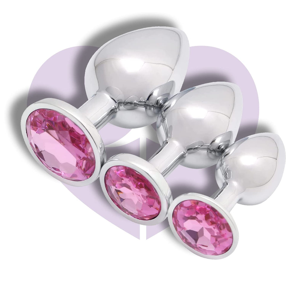 Valentines Day Gifts for Couples Anal Butt Plug Set, Small + Medium + Big Stainless Steel Set Fetish Butt Plug Anal Plug Hook wi