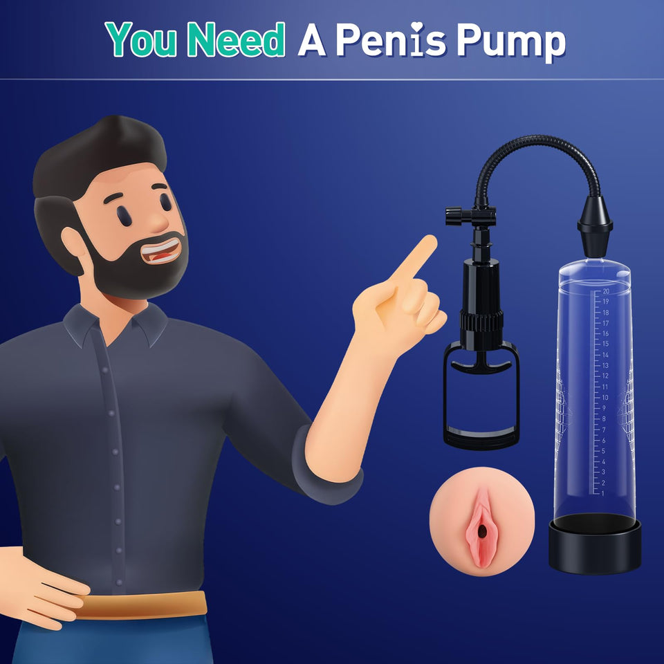 Penis Pump Sex Toys for Men - ACUMUM Manual Vacuum Penis Extender Male Sex Toys, Penis Pumps Penis Enlarger Adult Toys with Pock