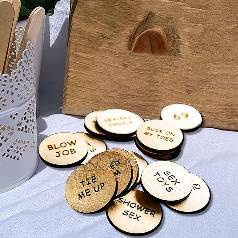 Thyggzjbs 20Pcs Date Night Activity Tokens,Funny Wooden Couples Romantic Funny Sex Token Gift for Couples (Round,Pack 3)