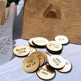 Thyggzjbs 20Pcs Date Night Activity Tokens,Funny Wooden Couples Romantic Funny Sex Token Gift for Couples (Round,Pack 3)