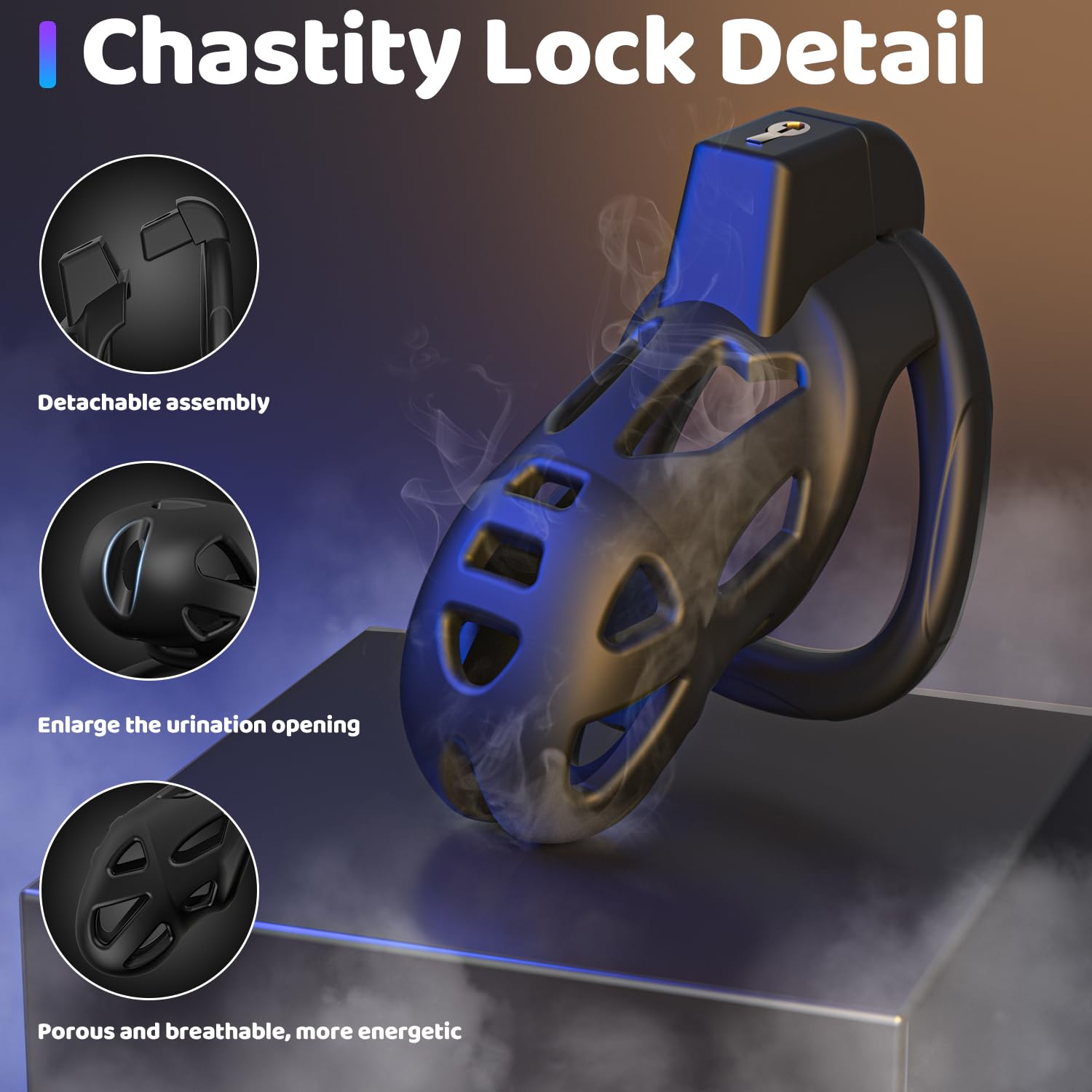 Yivans Male Chastity Device Cock Cage, Lightweight Chastity Cage Body-Safe Resin+ABS Penis Cage for Men with 3 Different Sizes R