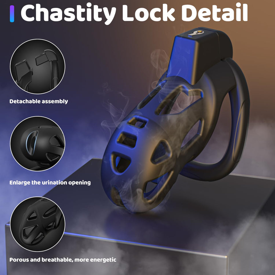 Yivans Male Chastity Device Cock Cage, Lightweight Chastity Cage Body-Safe Resin+ABS Penis Cage for Men with 3 Different Sizes R