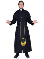 Leg Avenue mens - 2 Piece Priest Set - Priest Robe With Attached Cape Halloween for Men Adult Sized Costumes, Black, X-Large US