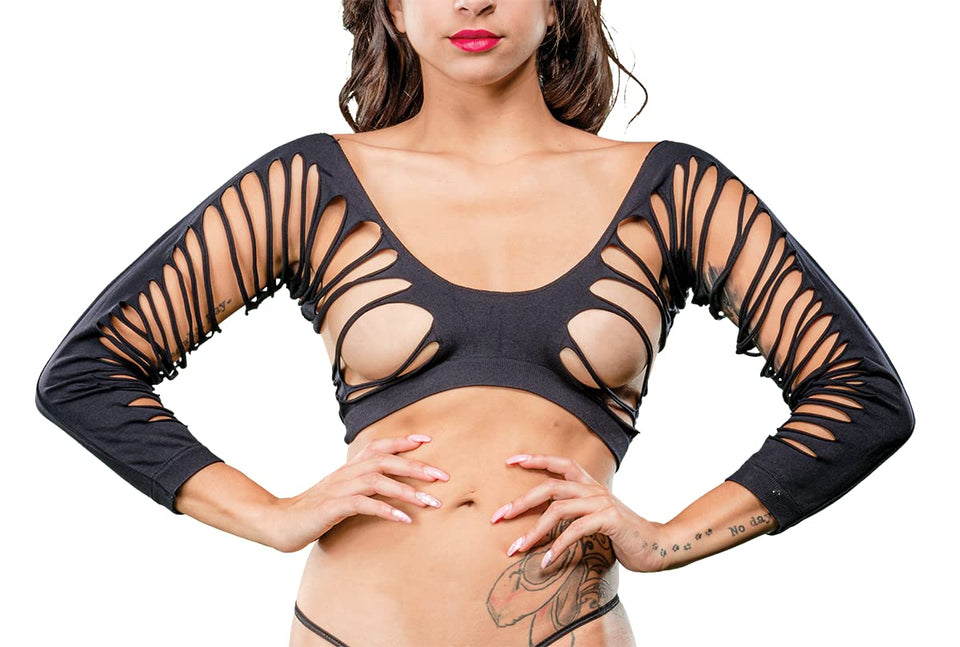 Black Crotchless Legging With Side Strap