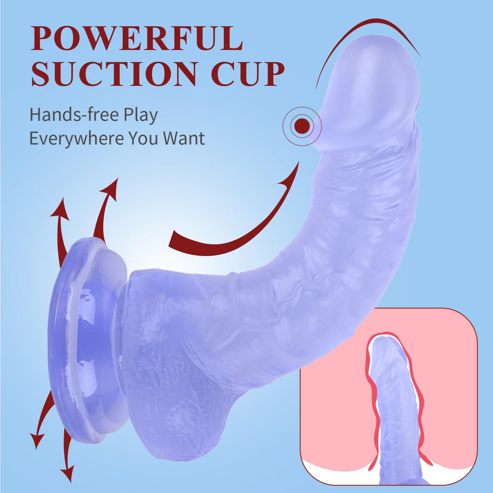 7 Inch Realistic Dildo Sex Toy, Soft Dildo with Curved Shaft for Vaginal G-spot Stimulation, Body-Safe Material Penis with Stron