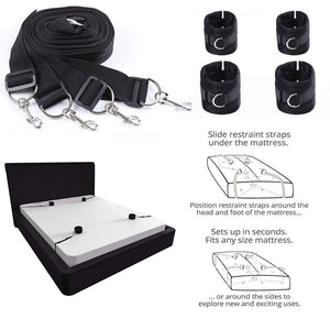 Bed Restraints Kit, Romi Adjustable Fetish Sex Bondage Bedroom BDSM Toy with Hand Cuffs Ankle Cuff for Couple