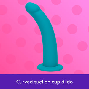 Lovehoney Curved Dildo - 8 Inch with Suction Cup - Flexible Anal Dildo for Men and Women - Harness Compatible Strap On - Smooth