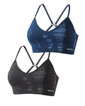 AUROLA Serpent Seamless Sports Bras for Women,Backless Padded Strappy Workout Gym Yoga Crop Tops,Pack(Water Blue+Chestnut Brown)