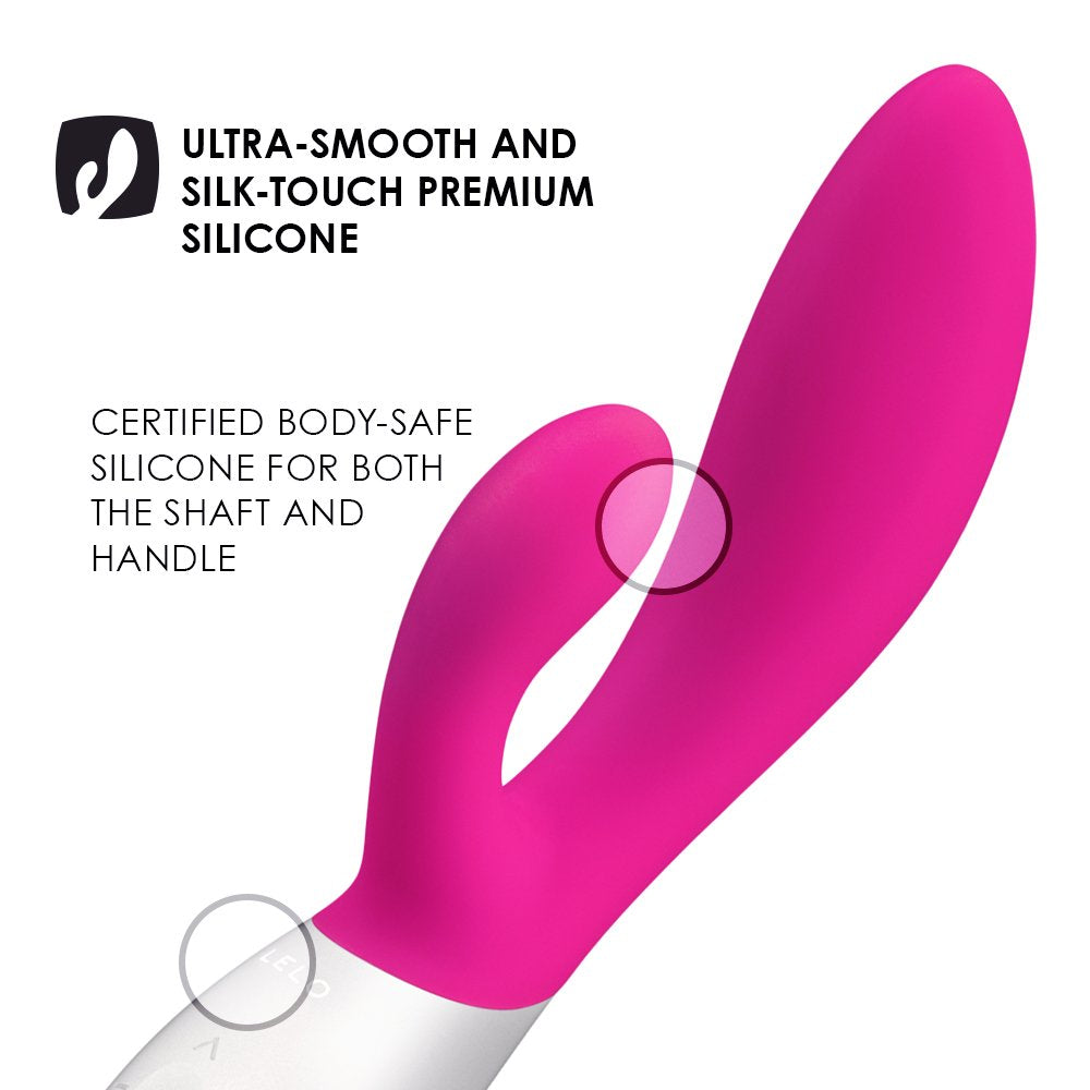 Lelo Ina Wave Dual-Action, G-Spot And External Massage Vibrator With Motion Movement, Cerise