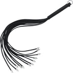 Spartacus Spiked Leather Thong Whip, Black, 20 Inch