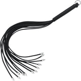 Spartacus Spiked Leather Thong Whip, Black, 20 Inch