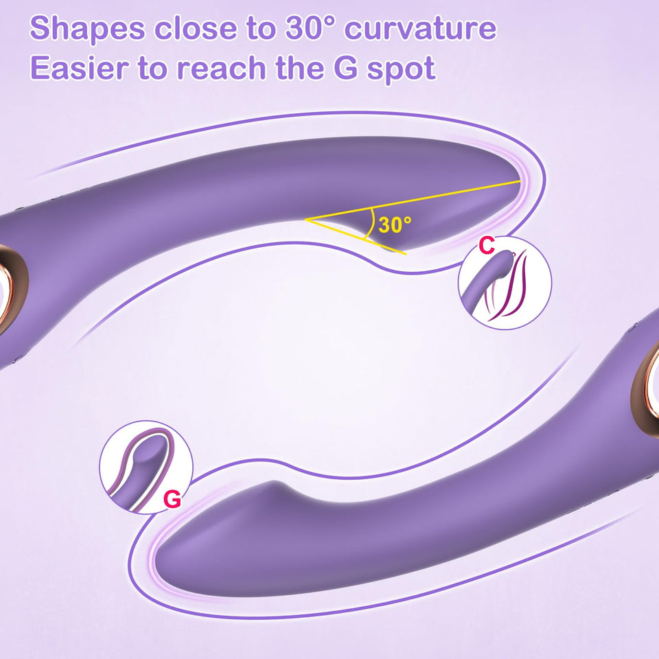FBAUMSX G Spot Vibrator Sex Toys - Ergonomics Curved Clitoral G Spot Anal Stimulator Dildo, Adult Toys with 10 Powerful Vibratin
