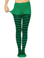 Nylon Stripe Tights O/S Black/