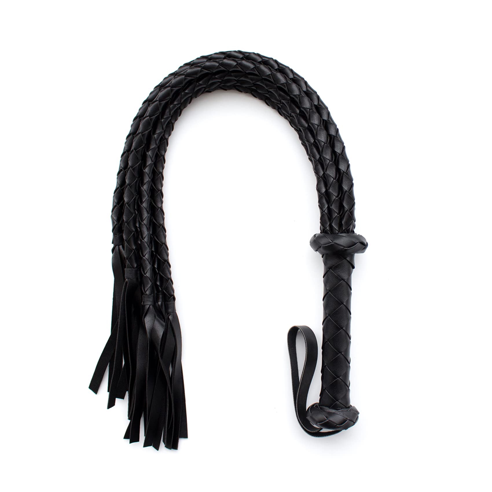 VENESUN Bondage Spanking Flogger, 31.5inch Faux Leather Whips for Adult BDSM Play, Black
