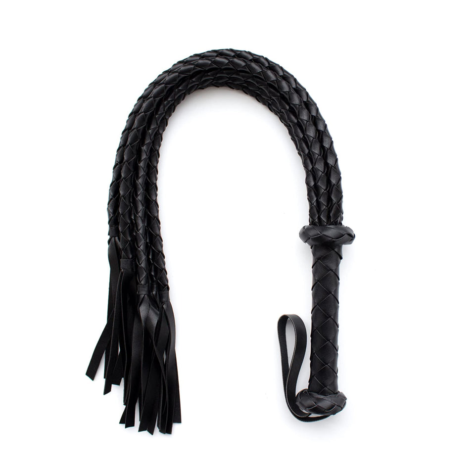 VENESUN Bondage Spanking Flogger, 31.5inch Faux Leather Whips for Adult BDSM Play, Black