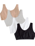 Fruit of the Loom Womens Built Up Tank Style Sports Bra Value Pack, Black/Heather Grey/Sand/White, 44