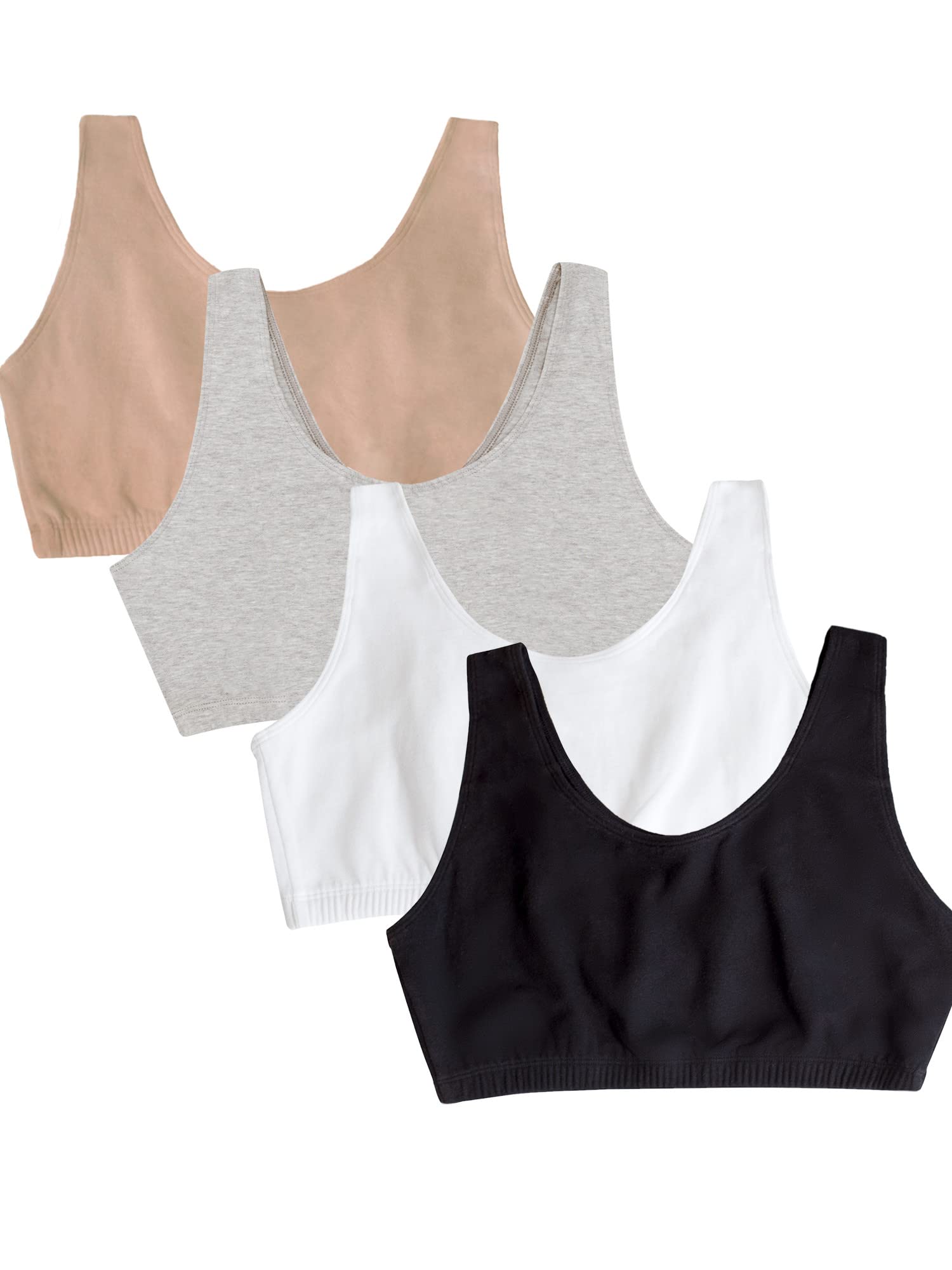 Fruit of the Loom Womens Built Up Tank Style Sports Bra Value Pack, Black/Heather Grey/Sand/White, 44