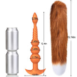 Anal Beads with Removable Foxtail Extra Long Fox Tail Anal Butt Plug Sex Toy Liquid Silicone Anal Plugs Anal Stimulator for Men