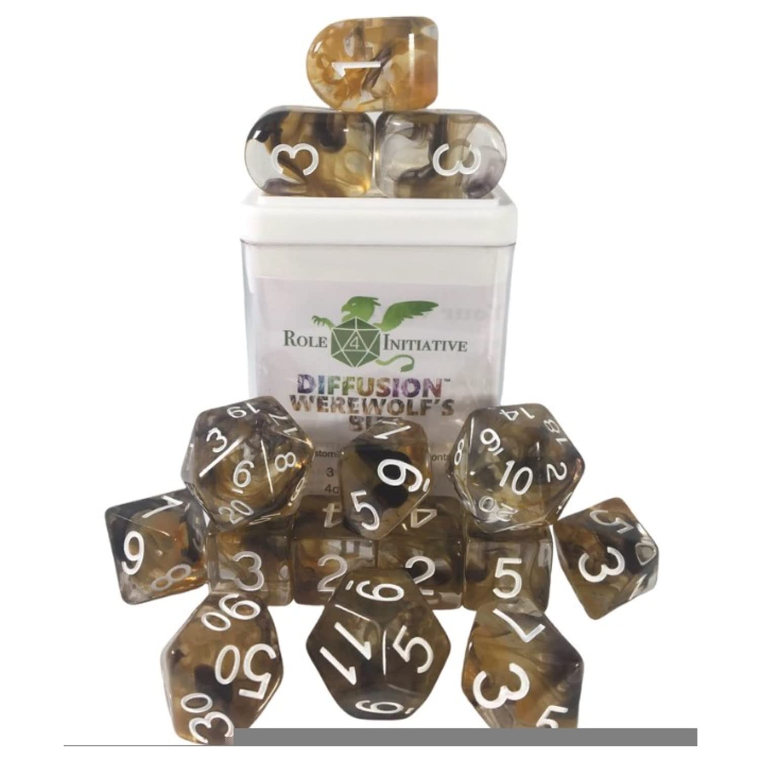 Role 4 Initiative Diffusion Poly Set - Werewolf's Bite w/Numbers (15)