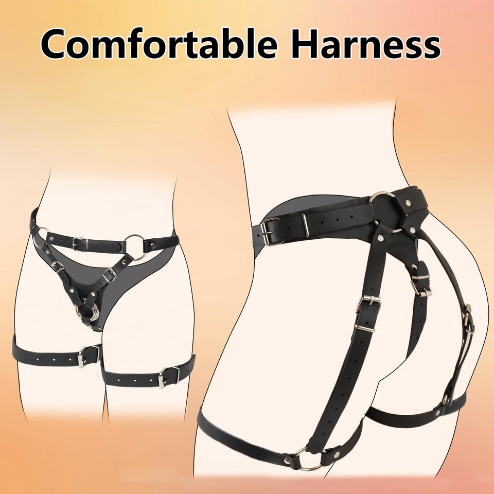 Strap On Dildo Harness Sex Toys for Pegging, Wearable Strapon Harness Thigh Sling with 7 Inch Realistic Suction Cup Dildo Lesbia