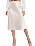 Zeagoo Silk Skirts for Women Midi High Waist Skirt Elegant Satin Skirts