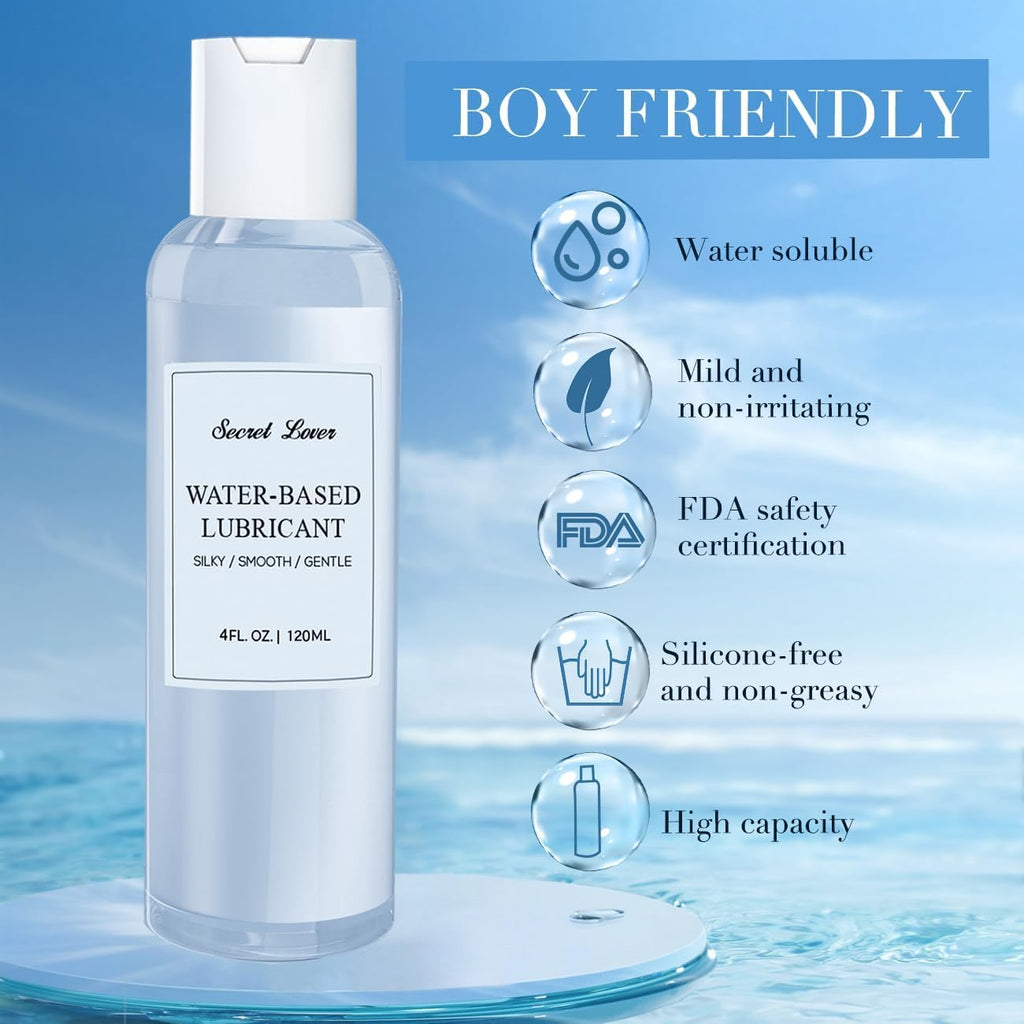 Secret Lover Water-Based Personal Lubricant, Portable Silky Smooth Long-Lasting Lube for Women, Men, and Couples, Natural Ingred
