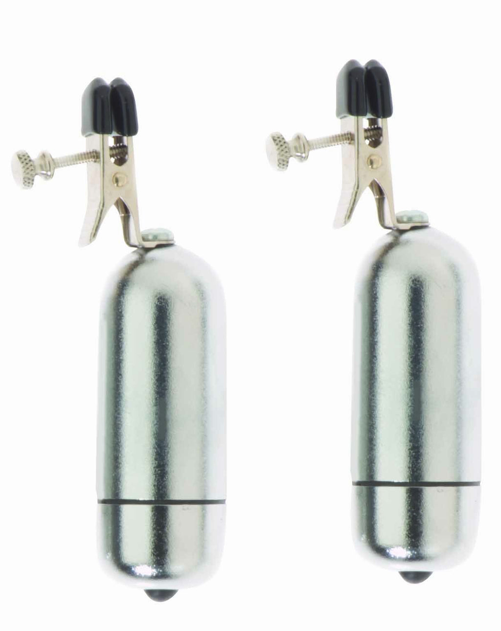 Spartacus Wireless Vibrating Nipple Clamps With Broad Tip, Silver